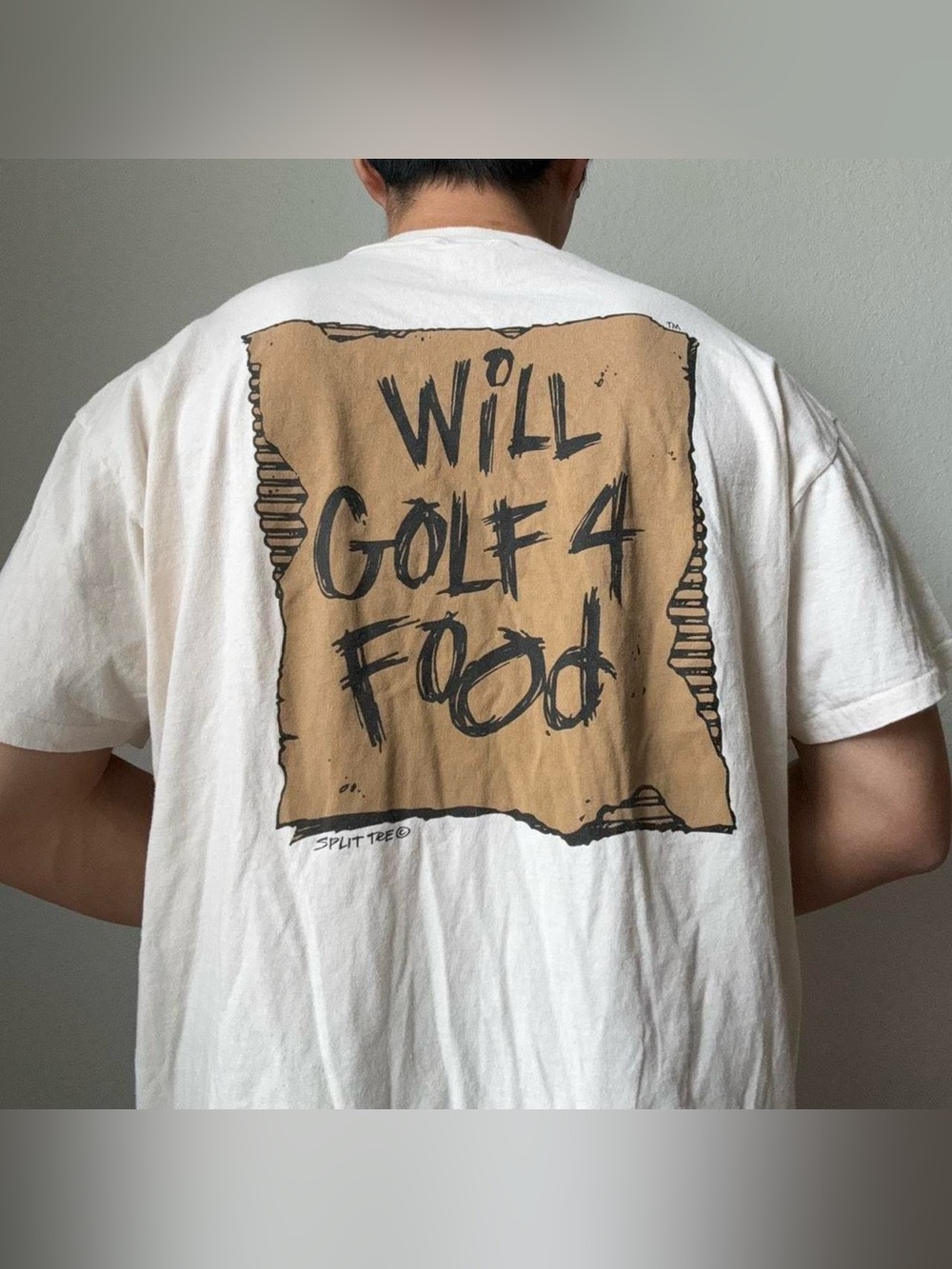 Vintage 1990s Will Golf 4 Food Graphics White Single Stitched Tee Shirt